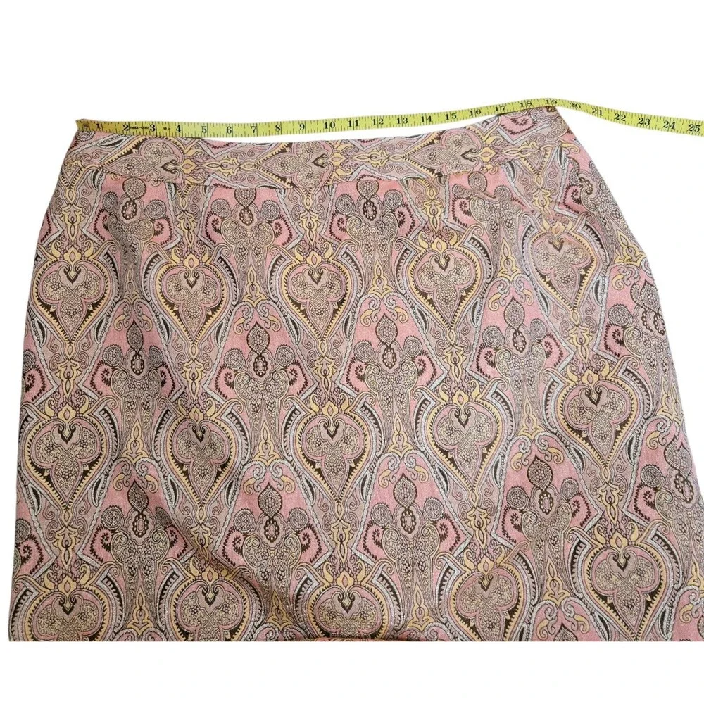 Talbots Womens Skirt Size 22W Pink Gold Metallic Paisley Brocade Pencil Work